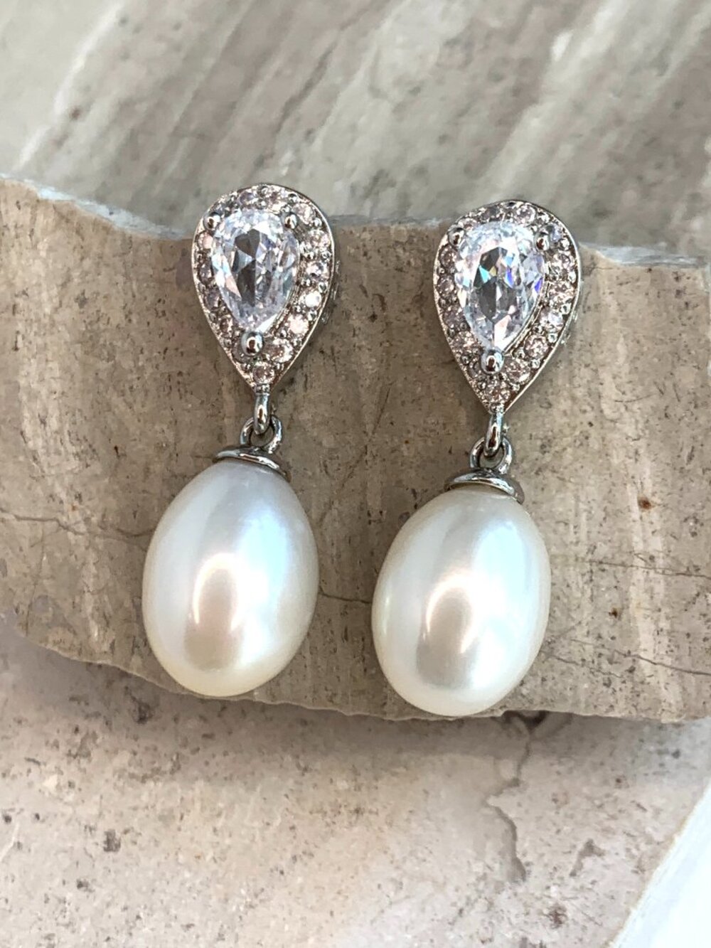 NEW ~ Anthropologie, BHLDN, Crystal Encrusted Pearl Drop Earrings
